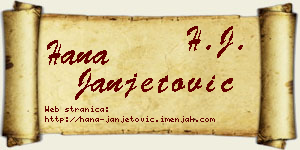 Hana Janjetović vizit kartica